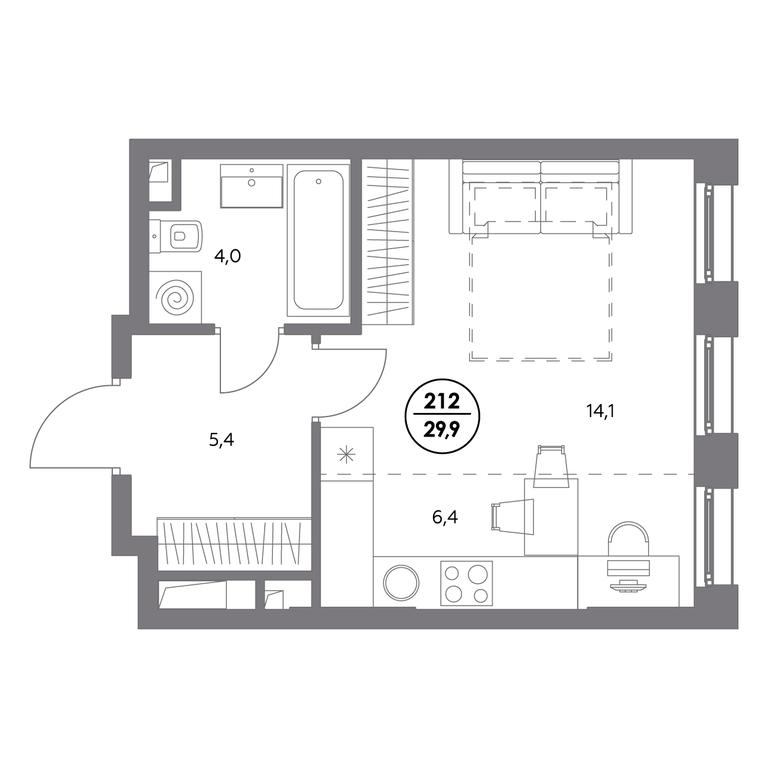 1-BD Apartment Sale, 29.9 sq. m. at Admiral, Shosseynaya Street, 4А, Moscow, Russia #1