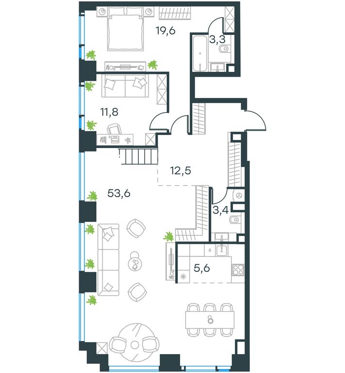 5-BD Apartment Sale, 181.1平方米 at Level Michurinskiy, Озёрная улица, вл1, Москва, Россия #2