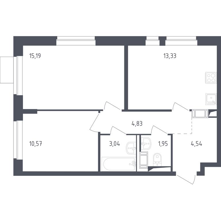 1-BD Apartment Sale, 53.1平方米 at Piatnitskie Luga, Pyatnitskoye Highway, 2, derevnya Yurlovo, Solnechnogorsk City District, Moscow Region, Russia #1