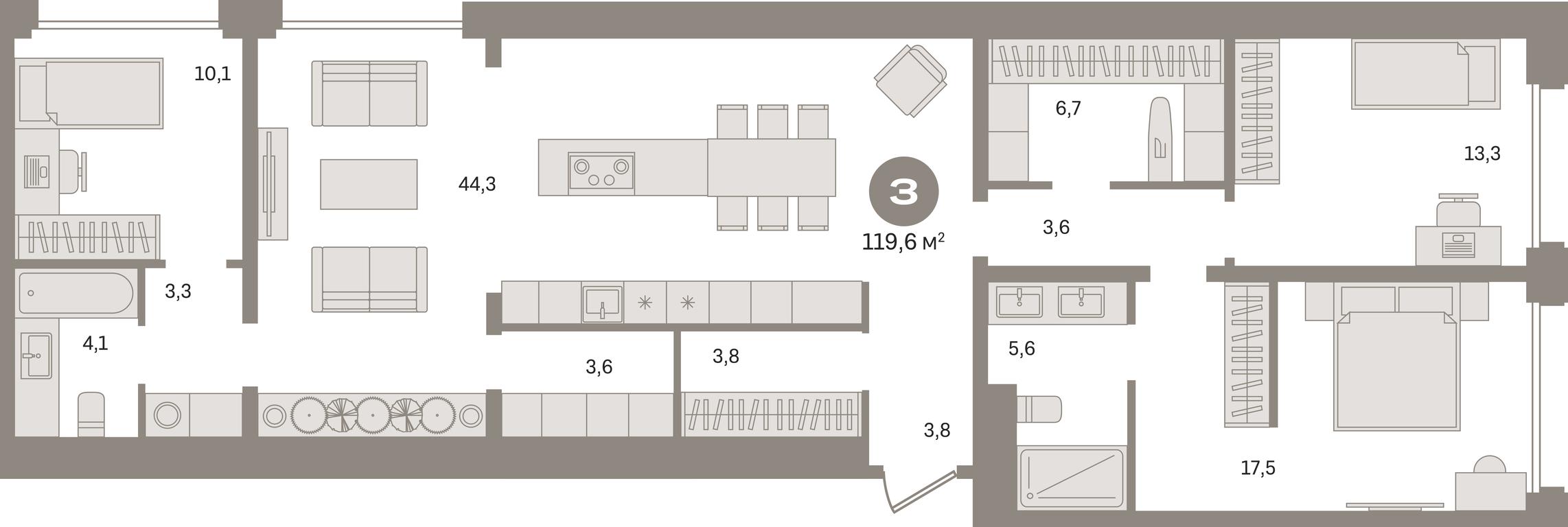 3-BD Apartment Sale, 119.6 sq. m. at Dom A, Dubininskaya Street, вл59к2, Moscow, Russia #1