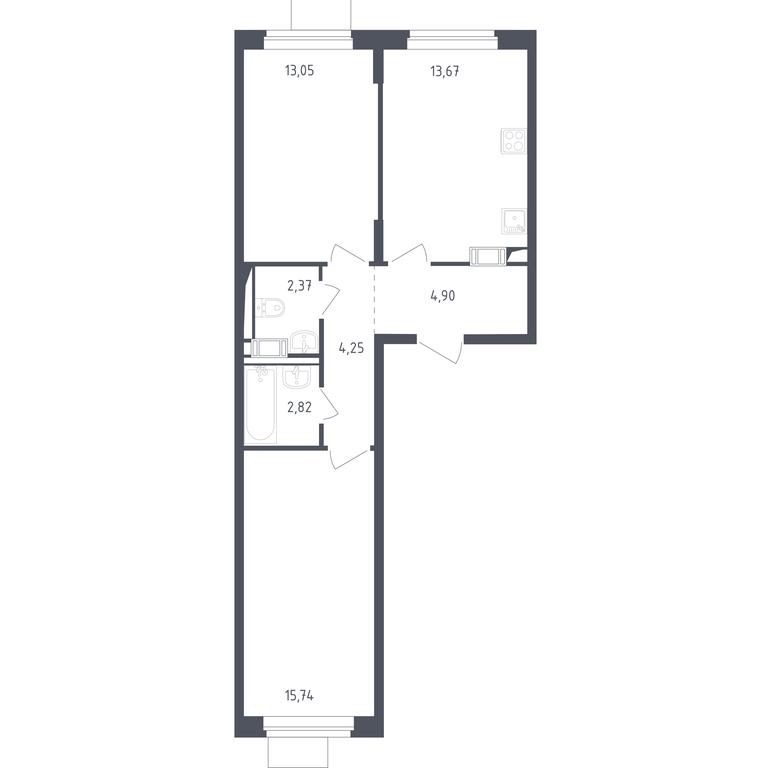 1-BD Apartment Sale, 56.8 sq. m. at Piatnitskie Luga, Pyatnitskoye Highway, 2, derevnya Yurlovo, Solnechnogorsk City District, Moscow Region, Russia #1