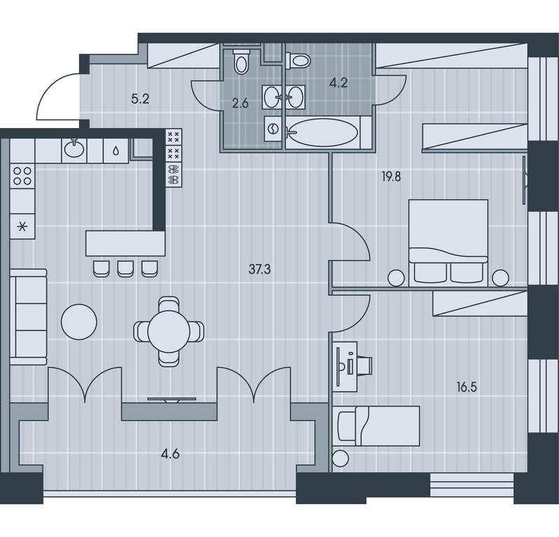 2-BD Apartment Sale, 90.2平方米 at Ever, Obrucheva Street, вл23, Moscow, Russia #1 2-BD Apartment Sale, 90.2平方米 at Ever, Obrucheva Street, вл23, Moscow, Russia #1