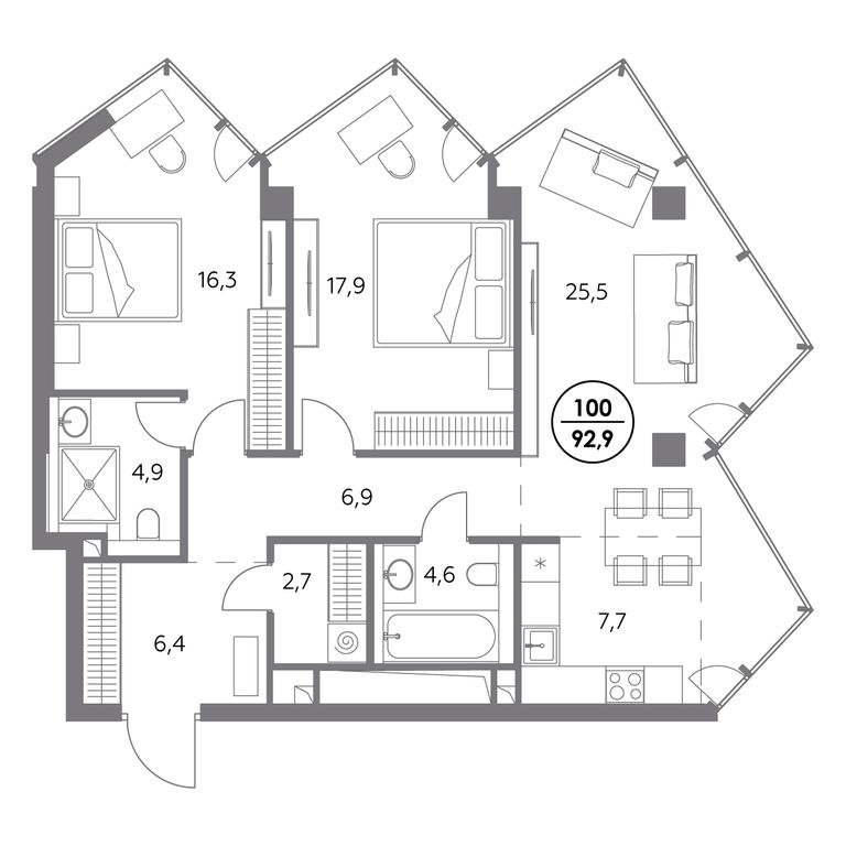 3-BD Apartment Sale, 92.9 sq. m. at Monblan, Shlyuzovaya Embankment, 2/1с1, Moscow, Russia #1 3-BD Apartment Sale, 92.9 sq. m. at Monblan, Shlyuzovaya Embankment, 2/1с1, Moscow, Russia #1