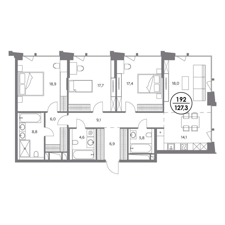 4-BD Apartment Sale, 127.3 sq. m. at Monblan, Shlyuzovaya Embankment, 2/1с1, Moscow, Russia #1 4-BD Apartment Sale, 127.3 sq. m. at Monblan, Shlyuzovaya Embankment, 2/1с1, Moscow, Russia #1
