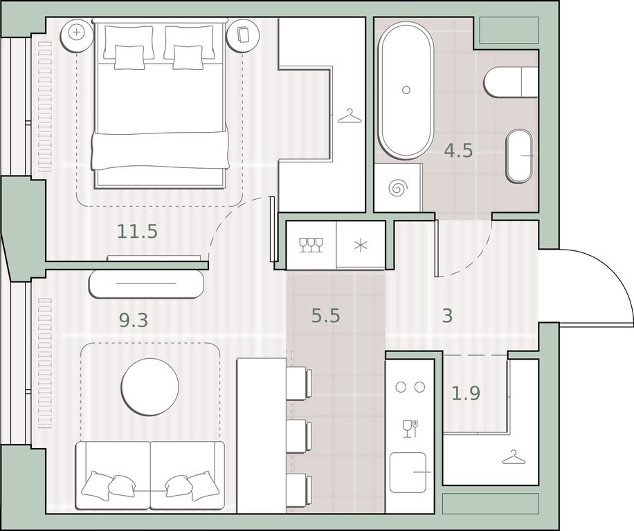 1-BD Apartment Sale, 35.7平方米 at Sreda na Lobachevskogo, Ochakovskoye Highway, Moscow, Russia #1