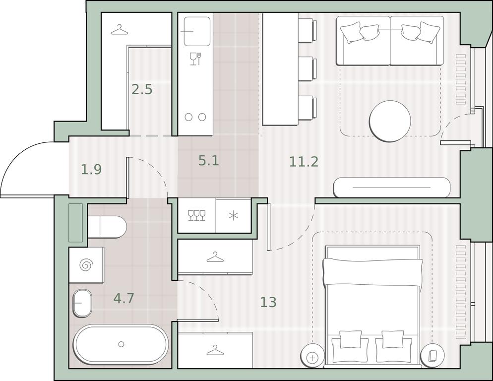 1-BD Apartment Sale, 38.4 sq. m. at Sreda na Lobachevskogo, Ochakovskoye Highway, Moscow, Russia #1