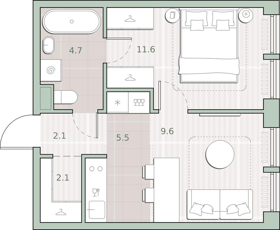 1-BD Apartment Sale, 35.6平方米 at Sreda na Lobachevskogo, Ochakovskoye Highway, Moscow, Russia #1