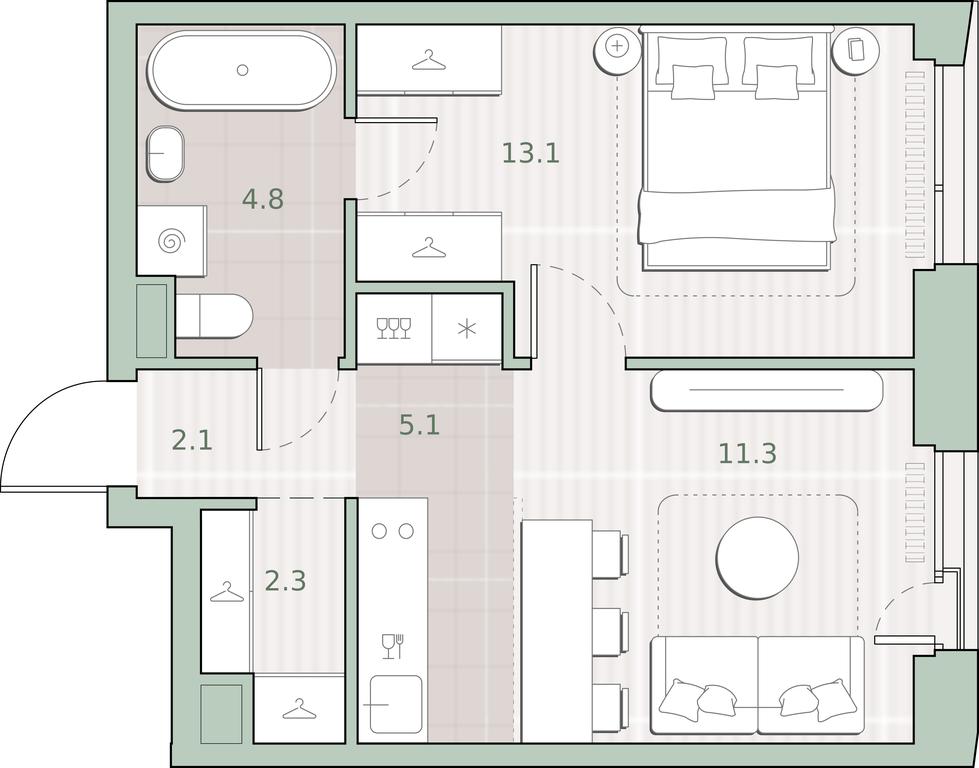 1-BD Apartment Sale, 38.7 sq. m. at Sreda na Lobachevskogo, Ochakovskoye Highway, Moscow, Russia #1