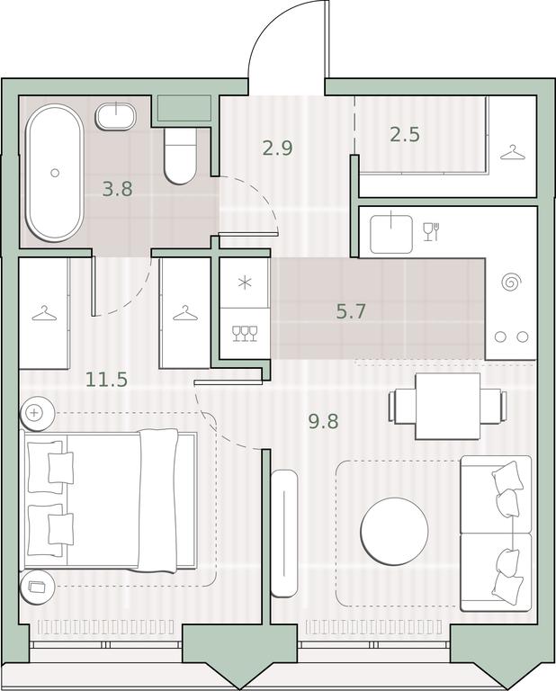 1-BD Apartment Sale, 36.2平方米 at Sreda na Lobachevskogo, Ochakovskoye Highway, Moscow, Russia #1