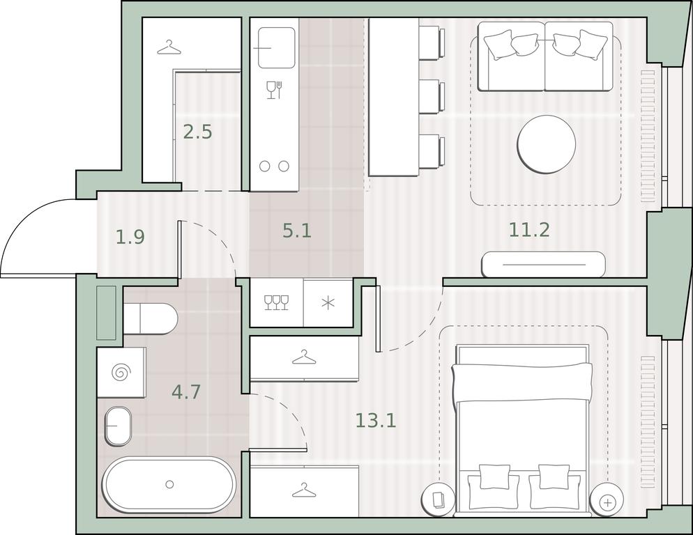 1-BD Apartment Sale, 38.5平方米 at Sreda na Lobachevskogo, Ochakovskoye Highway, Moscow, Russia #1