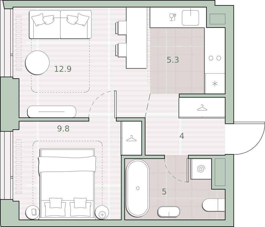 1-BD Apartment Sale, 37 sq. m. at Sreda na Lobachevskogo, Ochakovskoye Highway, Moscow, Russia #1 1-BD Apartment Sale, 37 sq. m. at Sreda na Lobachevskogo, Ochakovskoye Highway, Moscow, Russia #1