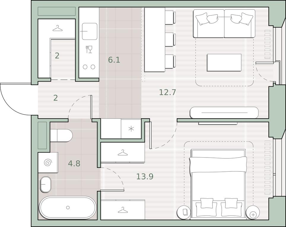 1-BD Apartment Sale, 41.5 sq. m. at Sreda na Lobachevskogo, Ochakovskoye Highway, Moscow, Russia #1