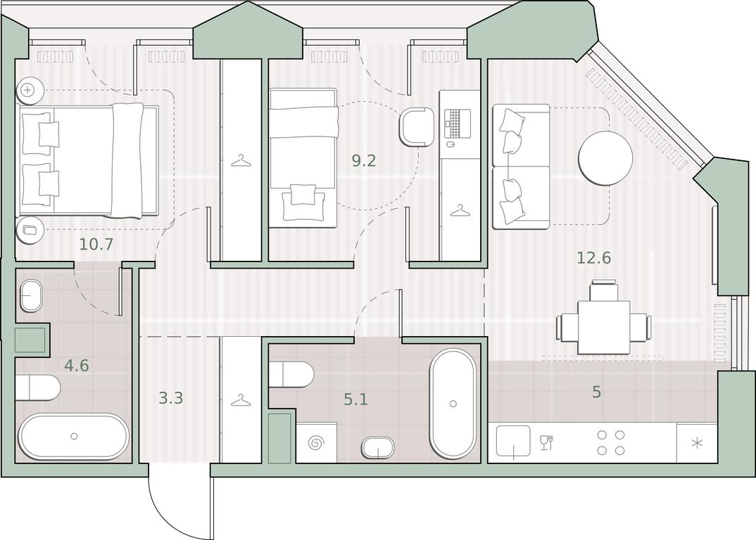 2-BD Apartment Sale, 55.5 sq. m. at Sreda na Lobachevskogo, Ochakovskoye Highway, Moscow, Russia #1 2-BD Apartment Sale, 55.5 sq. m. at Sreda na Lobachevskogo, Ochakovskoye Highway, Moscow, Russia #1