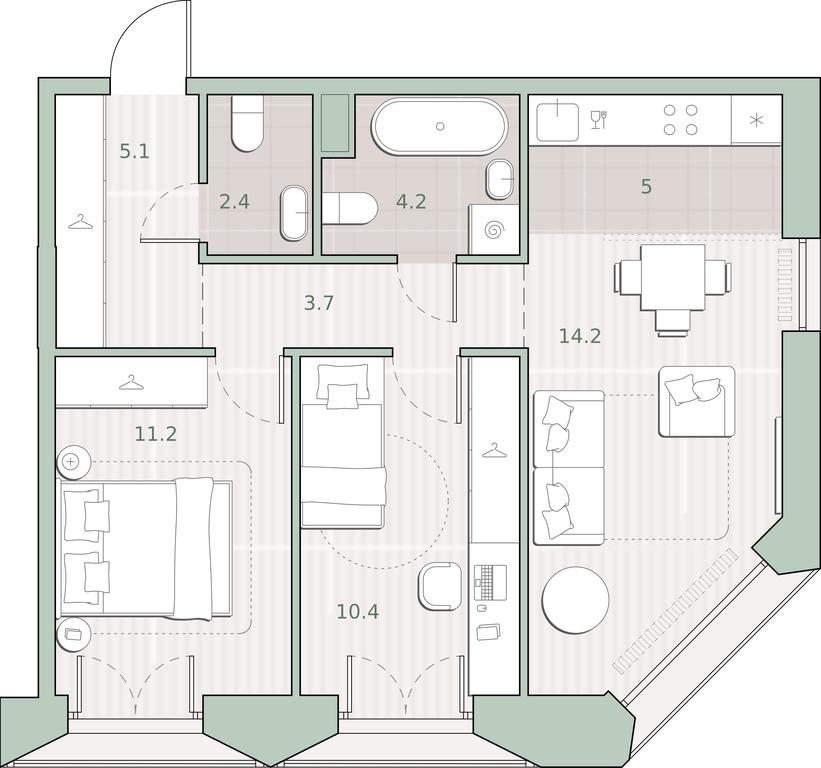 2-BD Apartment Sale, 56.2 sq. m. at Sreda na Lobachevskogo, Ochakovskoye Highway, Moscow, Russia #1 2-BD Apartment Sale, 56.2 sq. m. at Sreda na Lobachevskogo, Ochakovskoye Highway, Moscow, Russia #1