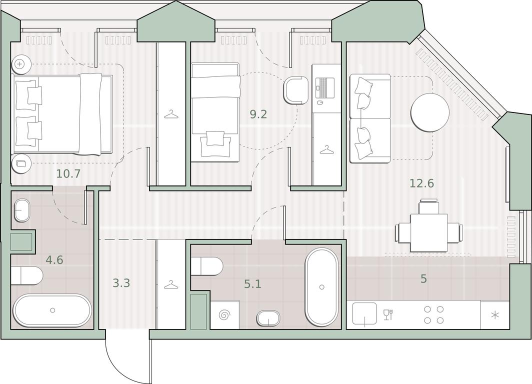 2-BD Apartment Sale, 55.5 sq. m. at Sreda na Lobachevskogo, Ochakovskoye Highway, Moscow, Russia #1