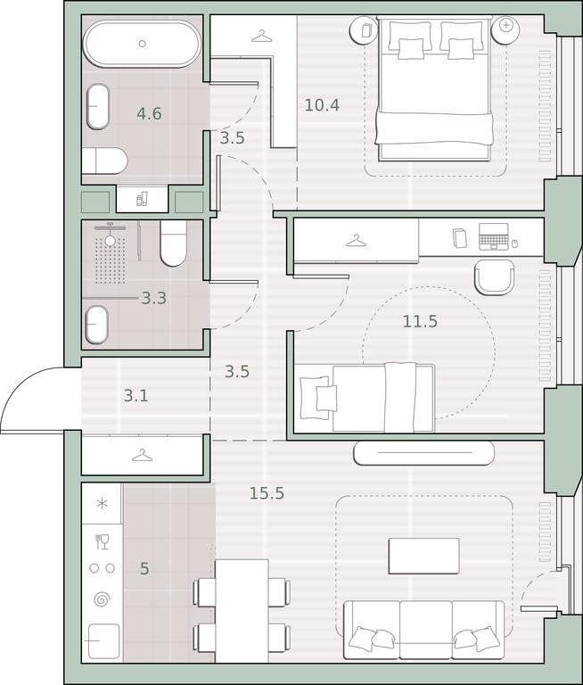 2-BD Apartment Sale, 60.4平方米 at Sreda na Lobachevskogo, Ochakovskoye Highway, Moscow, Russia #1 2-BD Apartment Sale, 60.4平方米 at Sreda na Lobachevskogo, Ochakovskoye Highway, Moscow, Russia #1
