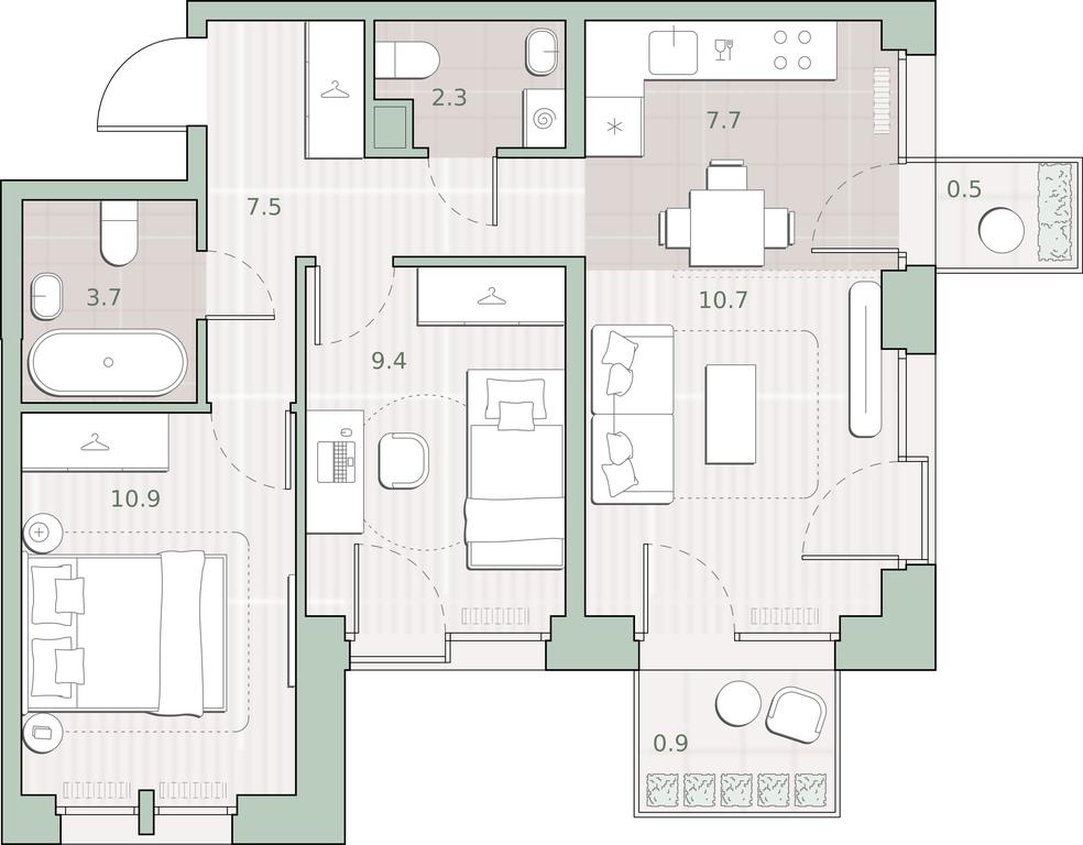 2-BD Apartment Sale, 53.6平方米 at Sreda na Lobachevskogo, Ochakovskoye Highway, Moscow, Russia #1 2-BD Apartment Sale, 53.6平方米 at Sreda na Lobachevskogo, Ochakovskoye Highway, Moscow, Russia #1