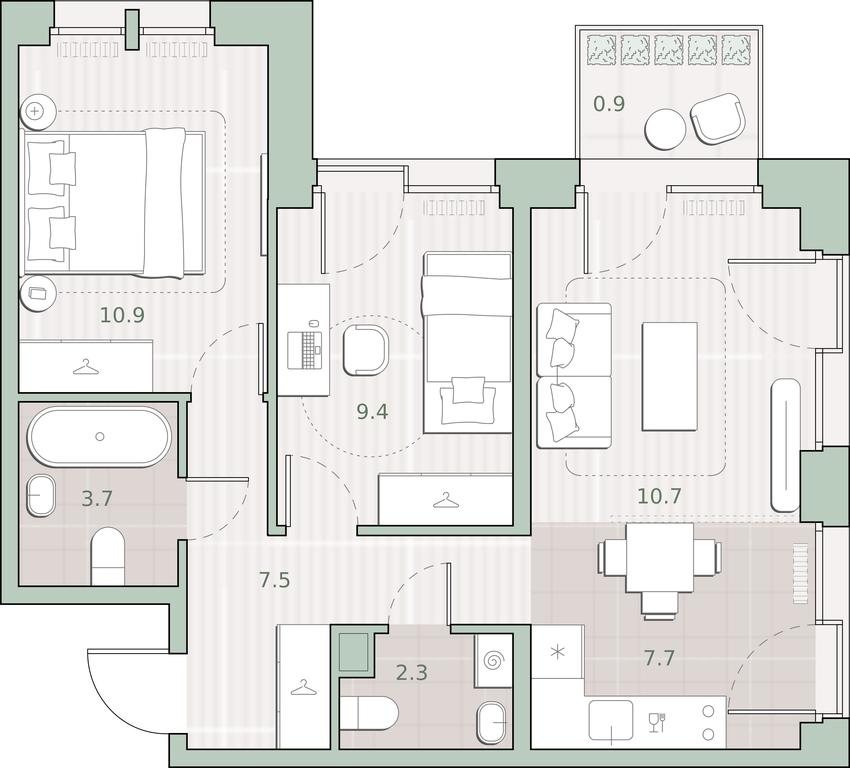 2-BD Apartment Sale, 53.1平方米 at Sreda na Lobachevskogo, Ochakovskoye Highway, Moscow, Russia #1 2-BD Apartment Sale, 53.1平方米 at Sreda na Lobachevskogo, Ochakovskoye Highway, Moscow, Russia #1