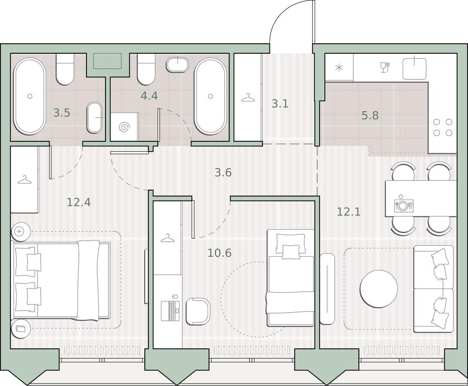 2-BD Apartment Sale, 55.5 sq. m. at Sreda na Lobachevskogo, Ochakovskoye Highway, Moscow, Russia #1 2-BD Apartment Sale, 55.5 sq. m. at Sreda na Lobachevskogo, Ochakovskoye Highway, Moscow, Russia #1