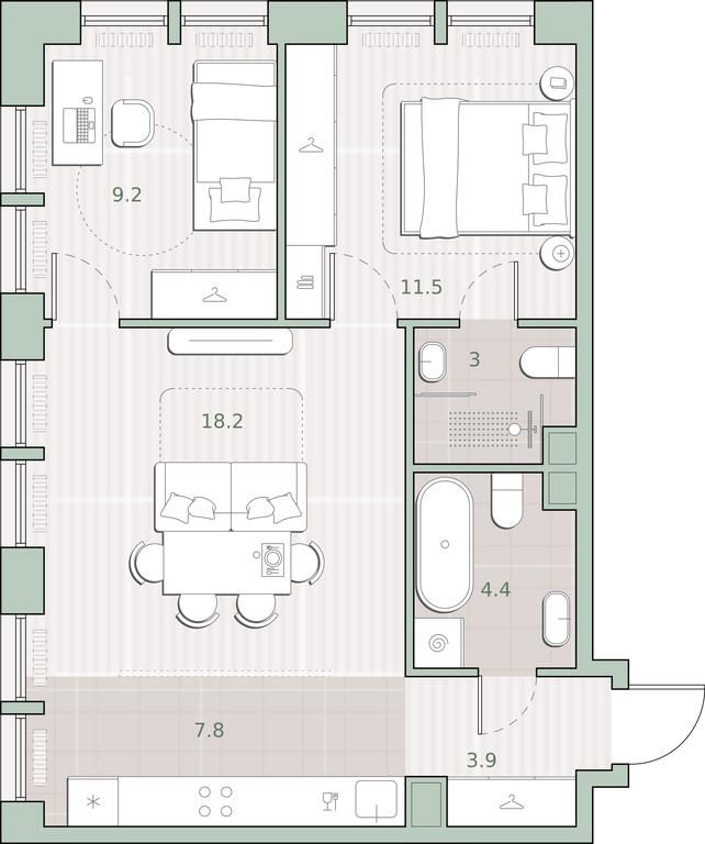 2-BD Apartment Sale, 58 sq. m. at Sreda na Lobachevskogo, Ochakovskoye Highway, Moscow, Russia #1 2-BD Apartment Sale, 58 sq. m. at Sreda na Lobachevskogo, Ochakovskoye Highway, Moscow, Russia #1