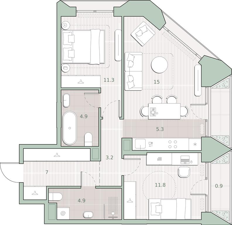 2-BD Apartment Sale, 65.2 sq. m. at Sreda na Lobachevskogo, Ochakovskoye Highway, Moscow, Russia #1 2-BD Apartment Sale, 65.2 sq. m. at Sreda na Lobachevskogo, Ochakovskoye Highway, Moscow, Russia #1