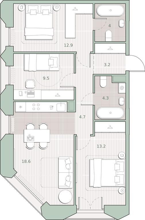 3-BD Apartment Sale, 70.4 sq. m. at Sreda na Lobachevskogo, Ochakovskoye Highway, Moscow, Russia #1 3-BD Apartment Sale, 70.4 sq. m. at Sreda na Lobachevskogo, Ochakovskoye Highway, Moscow, Russia #1