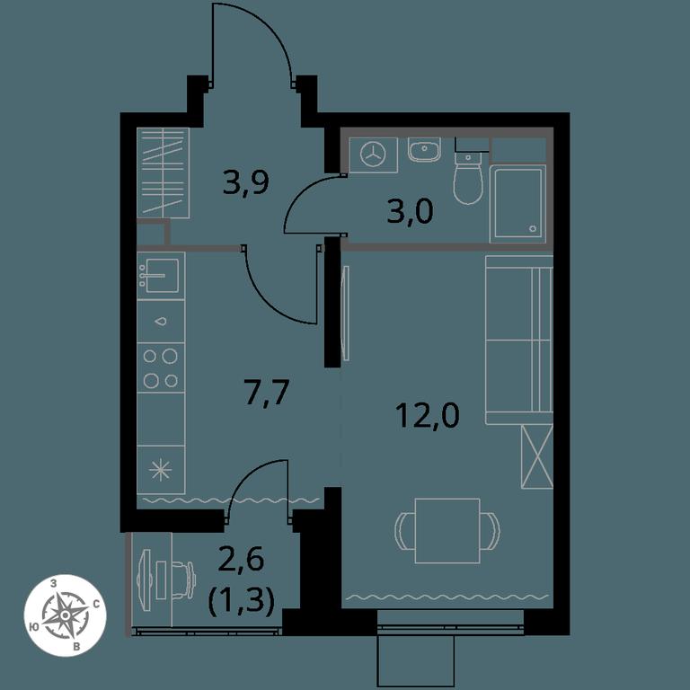 Apartment Sale, 27.9 sq. m. at Pervy Yuzhny, zhiloy kompleks Pervy Yuzhny, Leninskiy City District, Moscow Region, Russia #1