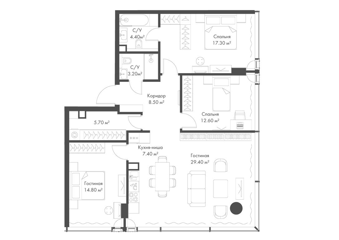 3-BD Apartment Sale, 103.3 sq. m. at Slava, Leningradskiy Avenue, 8с10, Moscow, Russia #2 3-BD Apartment Sale, 103.3 sq. m. at Slava, Leningradskiy Avenue, 8с10, Moscow, Russia #2