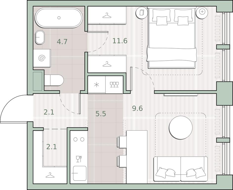 1-BD Apartment Sale, 35.6 sq. m. at Sreda na Lobachevskogo, Ochakovskoye Highway, Moscow, Russia #1