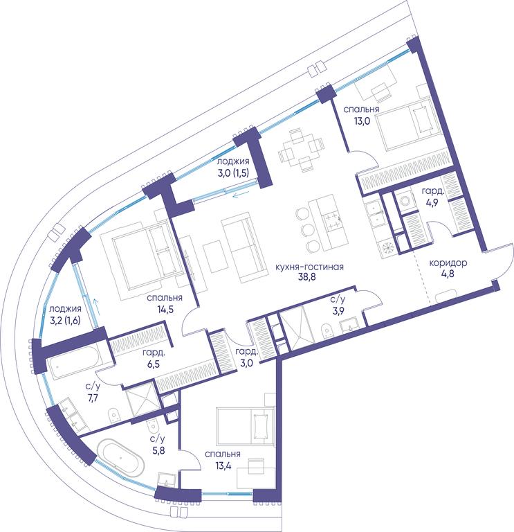 3-BD Apartment Sale, 119.4 sq. m. at Ostrov, Nizhnye Mnyovniki Street, 37Ас4, Moscow, Russia #1 3-BD Apartment Sale, 119.4 sq. m. at Ostrov, Nizhnye Mnyovniki Street, 37Ас4, Moscow, Russia #1