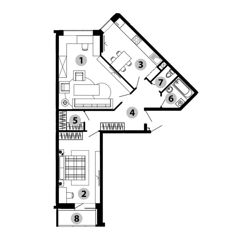 1-BD Apartment Sale, 74.5平方米 at Malinovo, mikrorayon Vostochny, 20, Zvenigorod, Odintsovskiy City District, Moscow Region, Russia #2
