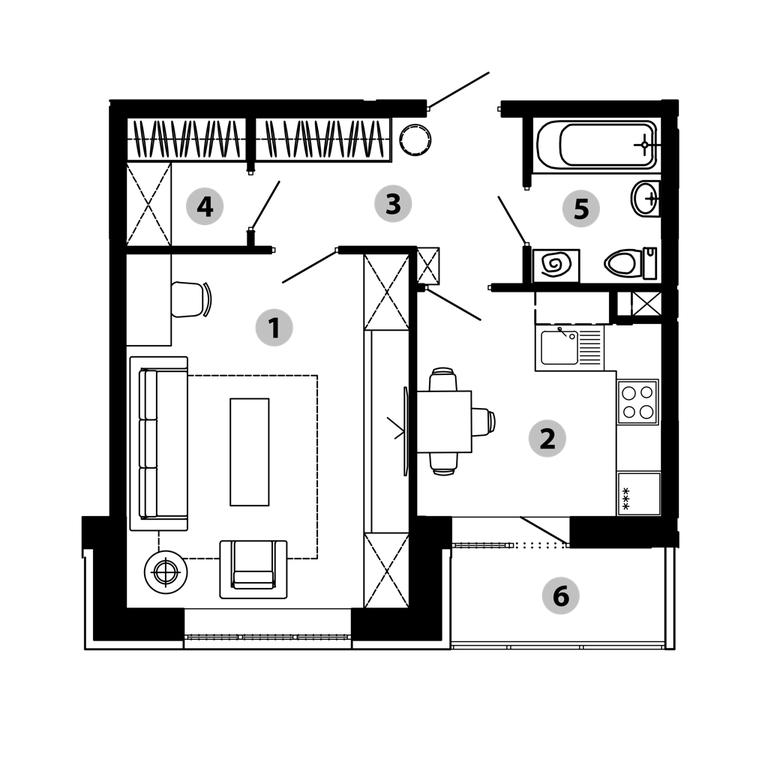 1-BD Apartment Sale, 42.3 sq. m. at Malinovo, mikrorayon Vostochny, 20, Zvenigorod, Odintsovskiy City District, Moscow Region, Russia #1