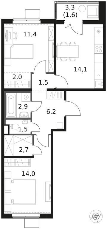 2-BD Apartment Sale, 57.9 sq. m. at 1 Himkinskij, zhiloy kompleks 1-y Khimkinskiy, kvartal Mezhdunarodny, mikrorayon Klyazma-Starbeyevo, Khimki, Moscow Region, Russia #1 2-BD Apartment Sale, 57.9 sq. m. at 1 Himkinskij, zhiloy kompleks 1-y Khimkinskiy, kvartal Mezhdunarodny, mikrorayon Klyazma-Starbeyevo, Khimki, Moscow Region, Russia #1
