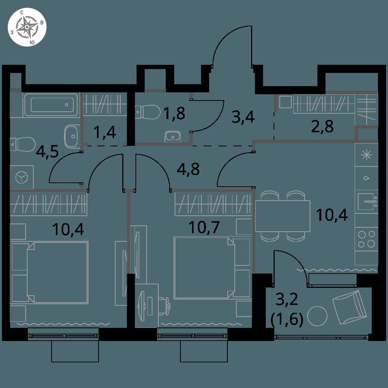 2-BD Apartment Sale, 51.8 sq. m. at 1 Himkinskij, zhiloy kompleks 1-y Khimkinskiy, kvartal Mezhdunarodny, mikrorayon Klyazma-Starbeyevo, Khimki, Moscow Region, Russia #1 2-BD Apartment Sale, 51.8 sq. m. at 1 Himkinskij, zhiloy kompleks 1-y Khimkinskiy, kvartal Mezhdunarodny, mikrorayon Klyazma-Starbeyevo, Khimki, Moscow Region, Russia #1