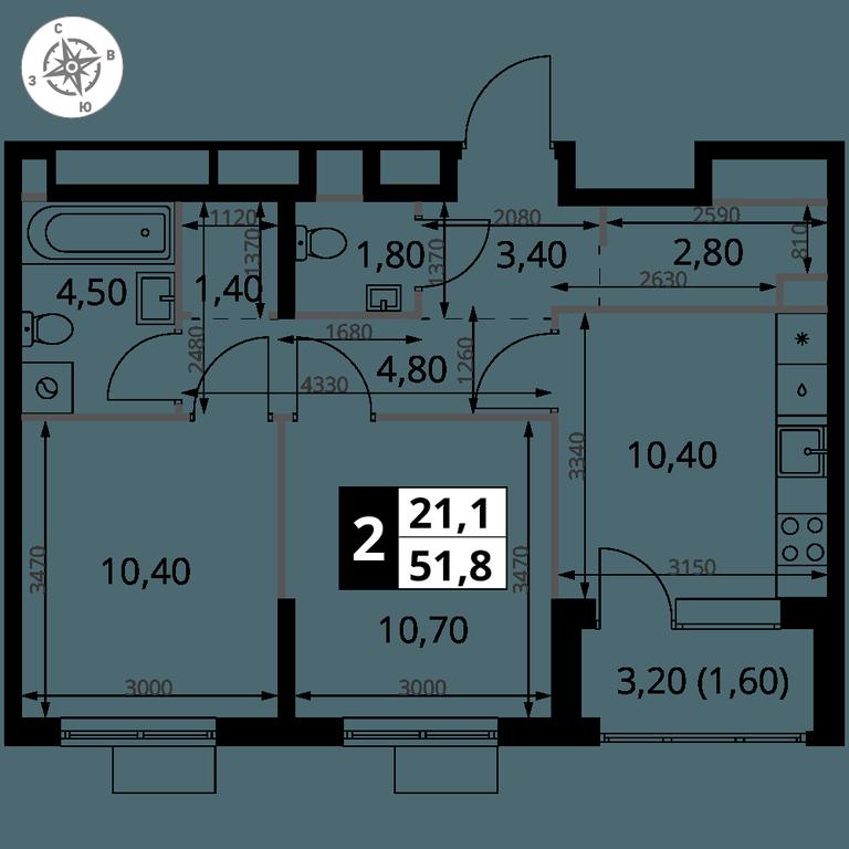 2-BD Apartment Sale, 51.8 sq. m. at 1 Himkinskij, zhiloy kompleks 1-y Khimkinskiy, kvartal Mezhdunarodny, mikrorayon Klyazma-Starbeyevo, Khimki, Moscow Region, Russia #2 2-BD Apartment Sale, 51.8 sq. m. at 1 Himkinskij, zhiloy kompleks 1-y Khimkinskiy, kvartal Mezhdunarodny, mikrorayon Klyazma-Starbeyevo, Khimki, Moscow Region, Russia #2