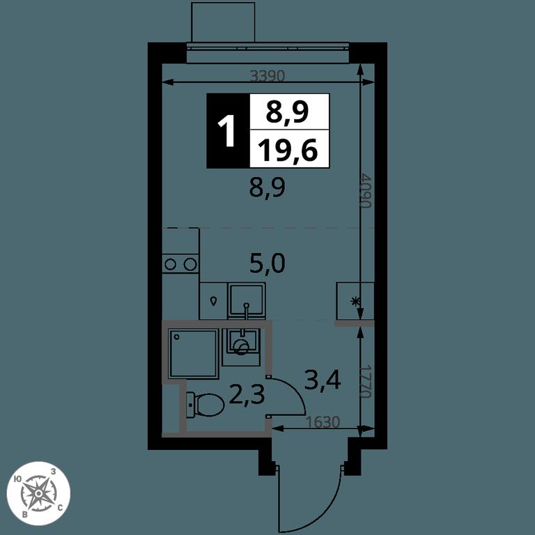 Apartment Sale, 19.6 sq. m. at Pervy Donskoj, zhiloy mikrorayon Sapronovo, derevnya Sapronovo, Leninskiy City District, Moscow Region, Russia #2