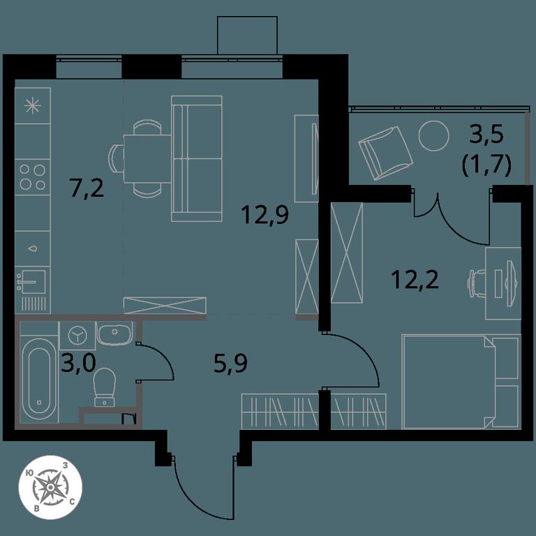 2-BD Apartment Sale, 42.9平方米 at Pervy Donskoj, zhiloy mikrorayon Sapronovo, derevnya Sapronovo, Leninskiy City District, Moscow Region, Russia #1 2-BD Apartment Sale, 42.9平方米 at Pervy Donskoj, zhiloy mikrorayon Sapronovo, derevnya Sapronovo, Leninskiy City District, Moscow Region, Russia #1