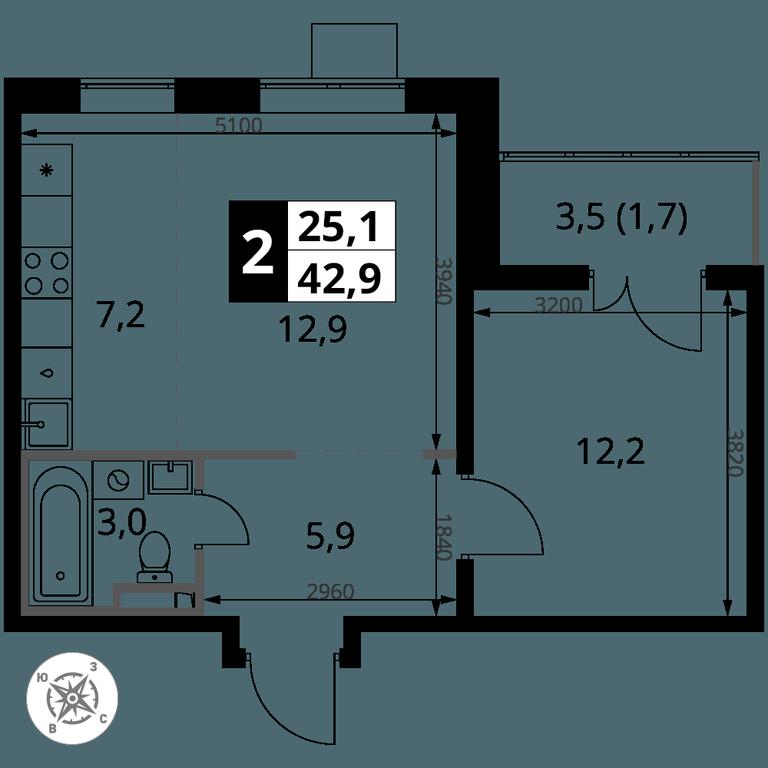 2-BD Apartment Sale, 42.9平方米 at Pervy Donskoj, zhiloy mikrorayon Sapronovo, derevnya Sapronovo, Leninskiy City District, Moscow Region, Russia #2 2-BD Apartment Sale, 42.9平方米 at Pervy Donskoj, zhiloy mikrorayon Sapronovo, derevnya Sapronovo, Leninskiy City District, Moscow Region, Russia #2