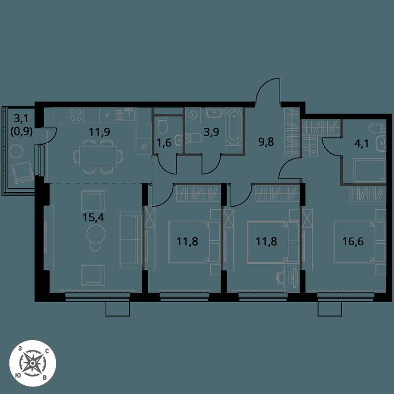 4-BD Apartment Sale, 87.8 sq. m. at Pervy Donskoj, zhiloy mikrorayon Sapronovo, derevnya Sapronovo, Leninskiy City District, Moscow Region, Russia #1 4-BD Apartment Sale, 87.8 sq. m. at Pervy Donskoj, zhiloy mikrorayon Sapronovo, derevnya Sapronovo, Leninskiy City District, Moscow Region, Russia #1