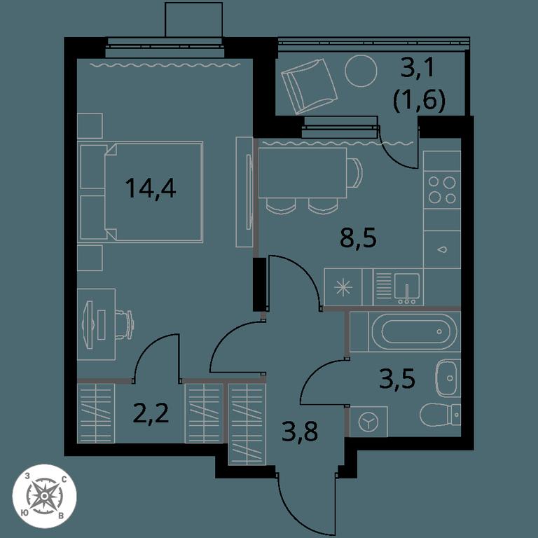 1-BD Apartment Sale, 34 sq. m. at Pervy Donskoj, zhiloy mikrorayon Sapronovo, derevnya Sapronovo, Leninskiy City District, Moscow Region, Russia #1 1-BD Apartment Sale, 34 sq. m. at Pervy Donskoj, zhiloy mikrorayon Sapronovo, derevnya Sapronovo, Leninskiy City District, Moscow Region, Russia #1