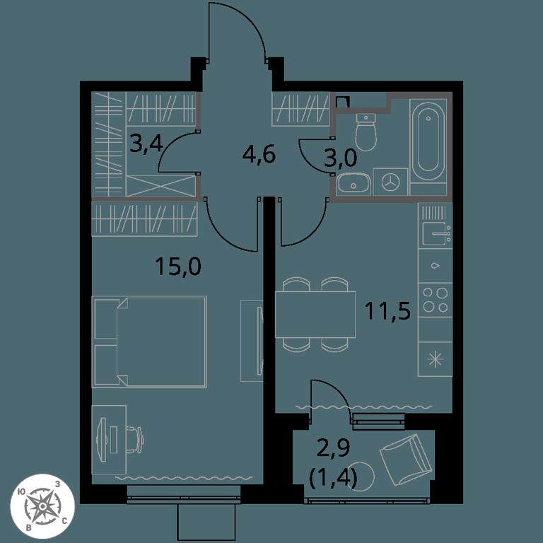 1-BD Apartment Sale, 38.9 sq. m. at Pervy Donskoj, zhiloy mikrorayon Sapronovo, derevnya Sapronovo, Leninskiy City District, Moscow Region, Russia #1 1-BD Apartment Sale, 38.9 sq. m. at Pervy Donskoj, zhiloy mikrorayon Sapronovo, derevnya Sapronovo, Leninskiy City District, Moscow Region, Russia #1
