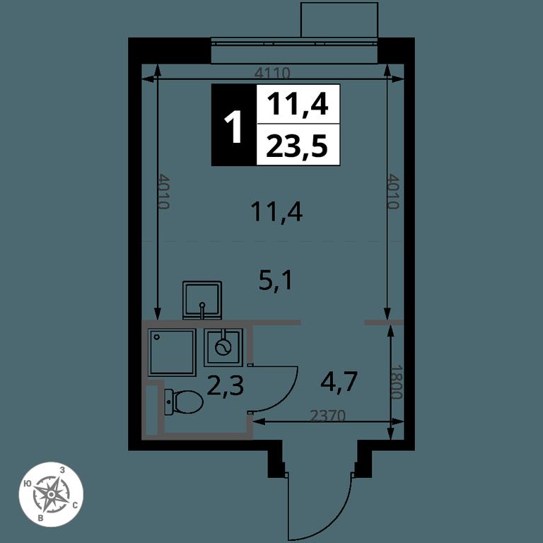 Apartment Sale, 23.5平方米 at Pervy Donskoj, zhiloy mikrorayon Sapronovo, derevnya Sapronovo, Leninskiy City District, Moscow Region, Russia #2