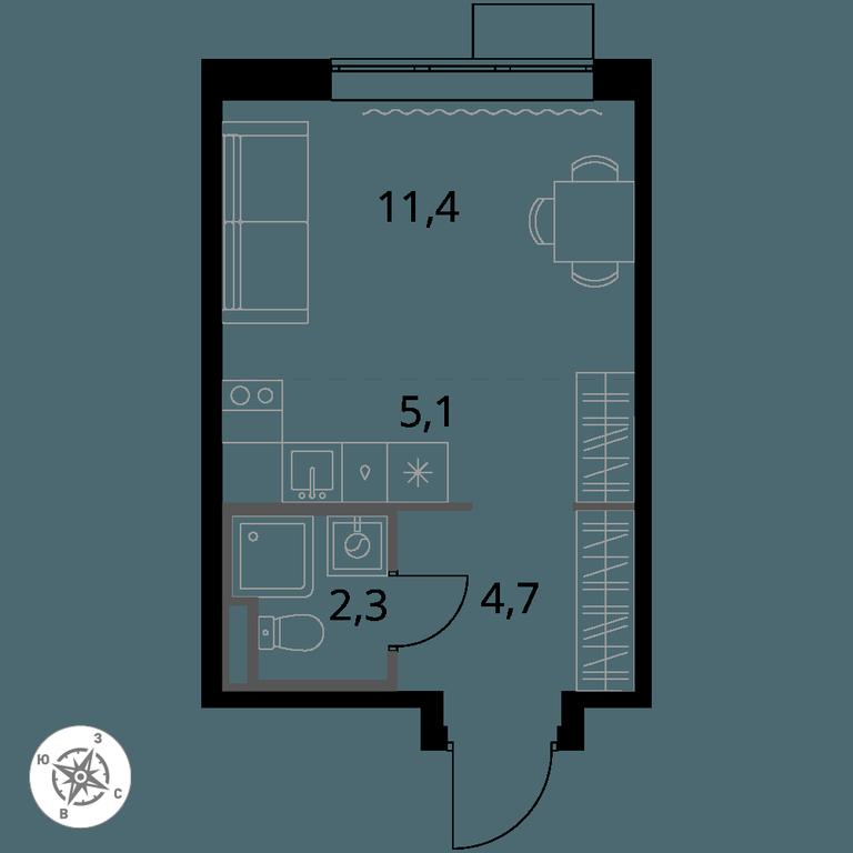 Apartment Sale, 23.5平方米 at Pervy Donskoj, zhiloy mikrorayon Sapronovo, derevnya Sapronovo, Leninskiy City District, Moscow Region, Russia #1