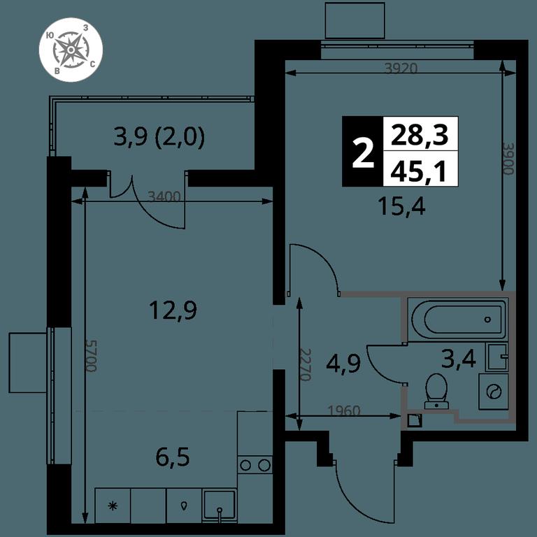 2-BD Apartment Sale, 45.1 sq. m. at Pervy Donskoj, zhiloy mikrorayon Sapronovo, derevnya Sapronovo, Leninskiy City District, Moscow Region, Russia #2 2-BD Apartment Sale, 45.1 sq. m. at Pervy Donskoj, zhiloy mikrorayon Sapronovo, derevnya Sapronovo, Leninskiy City District, Moscow Region, Russia #2