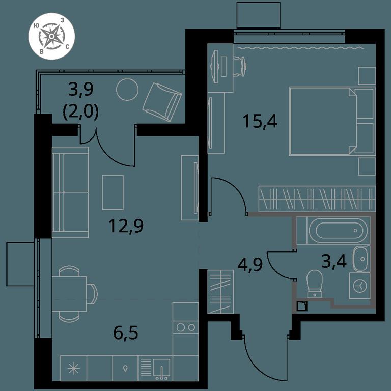 2-BD Apartment Sale, 45.1 sq. m. at Pervy Donskoj, zhiloy mikrorayon Sapronovo, derevnya Sapronovo, Leninskiy City District, Moscow Region, Russia #1 2-BD Apartment Sale, 45.1 sq. m. at Pervy Donskoj, zhiloy mikrorayon Sapronovo, derevnya Sapronovo, Leninskiy City District, Moscow Region, Russia #1