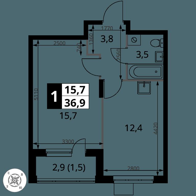 1-BD Apartment Sale, 36.9 sq. m. at Pervy Donskoj, zhiloy mikrorayon Sapronovo, derevnya Sapronovo, Leninskiy City District, Moscow Region, Russia #2 1-BD Apartment Sale, 36.9 sq. m. at Pervy Donskoj, zhiloy mikrorayon Sapronovo, derevnya Sapronovo, Leninskiy City District, Moscow Region, Russia #2