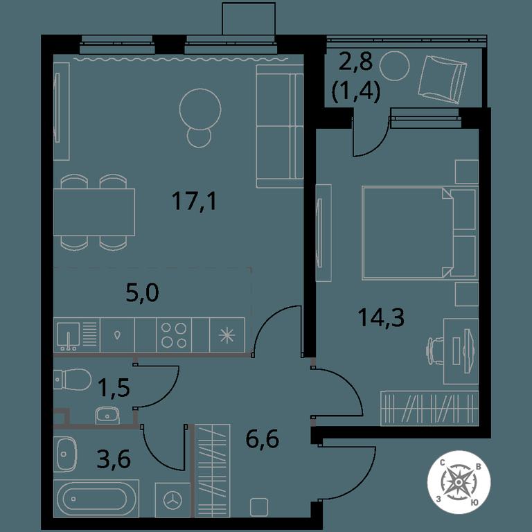 2-BD Apartment Sale, 49.5 sq. m. at Pervy Donskoj, zhiloy mikrorayon Sapronovo, derevnya Sapronovo, Leninskiy City District, Moscow Region, Russia #1 2-BD Apartment Sale, 49.5 sq. m. at Pervy Donskoj, zhiloy mikrorayon Sapronovo, derevnya Sapronovo, Leninskiy City District, Moscow Region, Russia #1