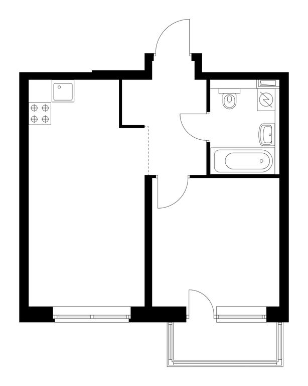 1-BD Apartment Sale, 39.57 sq. m. at Green Park, Beryozovaya Alley, 17к1, Moscow, Russia #1