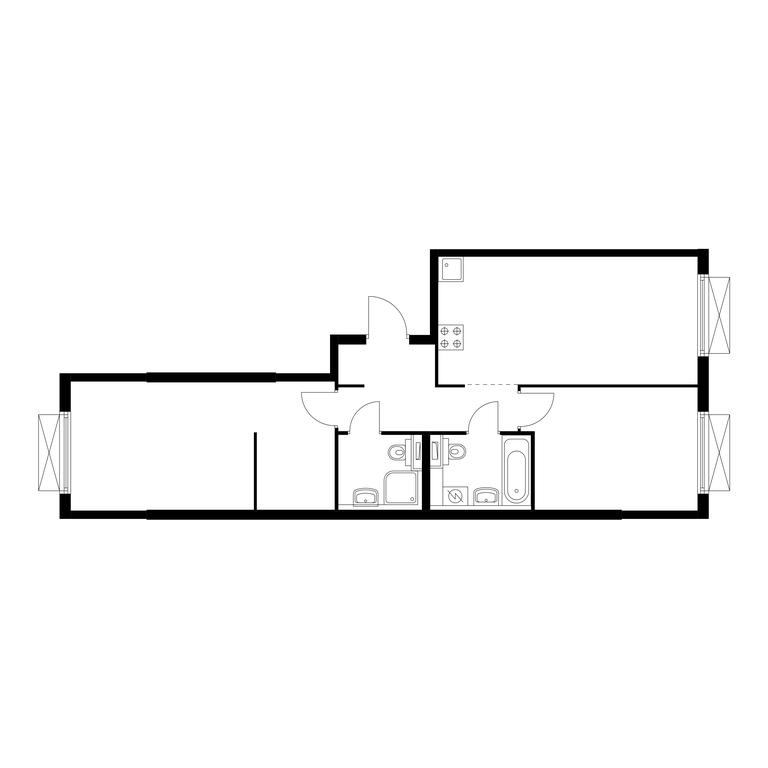 2-BD Apartment Sale, 64.2平方米 at Kolskaya 8, Kolskaya Street, 8с16, Moscow, Russia #1