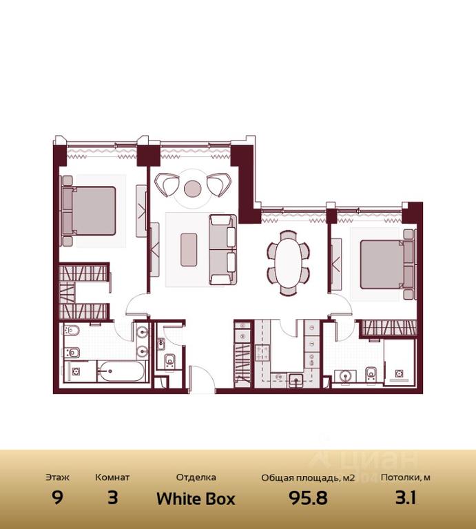 2-BD Apartment Sale, 95.8 sq. m. at Prime Park, Leningradskiy Avenue, 37, Moscow, Russia #2 2-BD Apartment Sale, 95.8 sq. m. at Prime Park, Leningradskiy Avenue, 37, Moscow, Russia #2